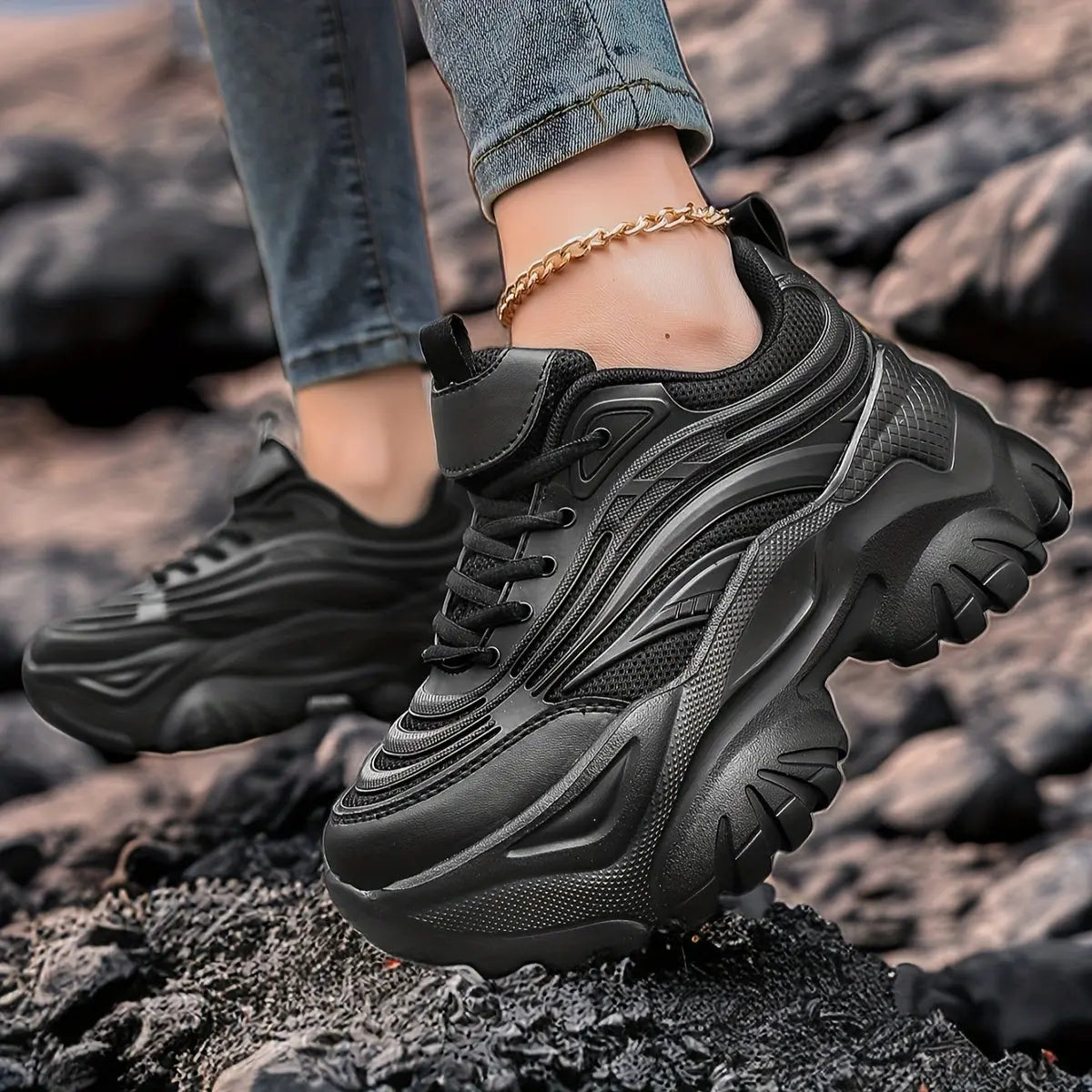 Women's Ultra-Light Breathable Mesh Sneakers - Chic Thick Sole Casual Running Shoes, Height-Boosting Low-Top Lace-Ups for Casual Attire, Work, and Walking - Versatile All-Season Footwear Bella's store