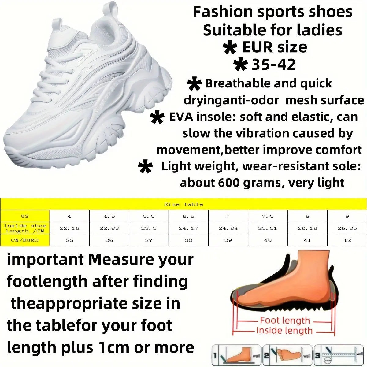 Women's Ultra-Light Breathable Mesh Sneakers - Chic Thick Sole Casual Running Shoes, Height-Boosting Low-Top Lace-Ups for Casual Attire, Work, and Walking - Versatile All-Season Footwear Bella's store