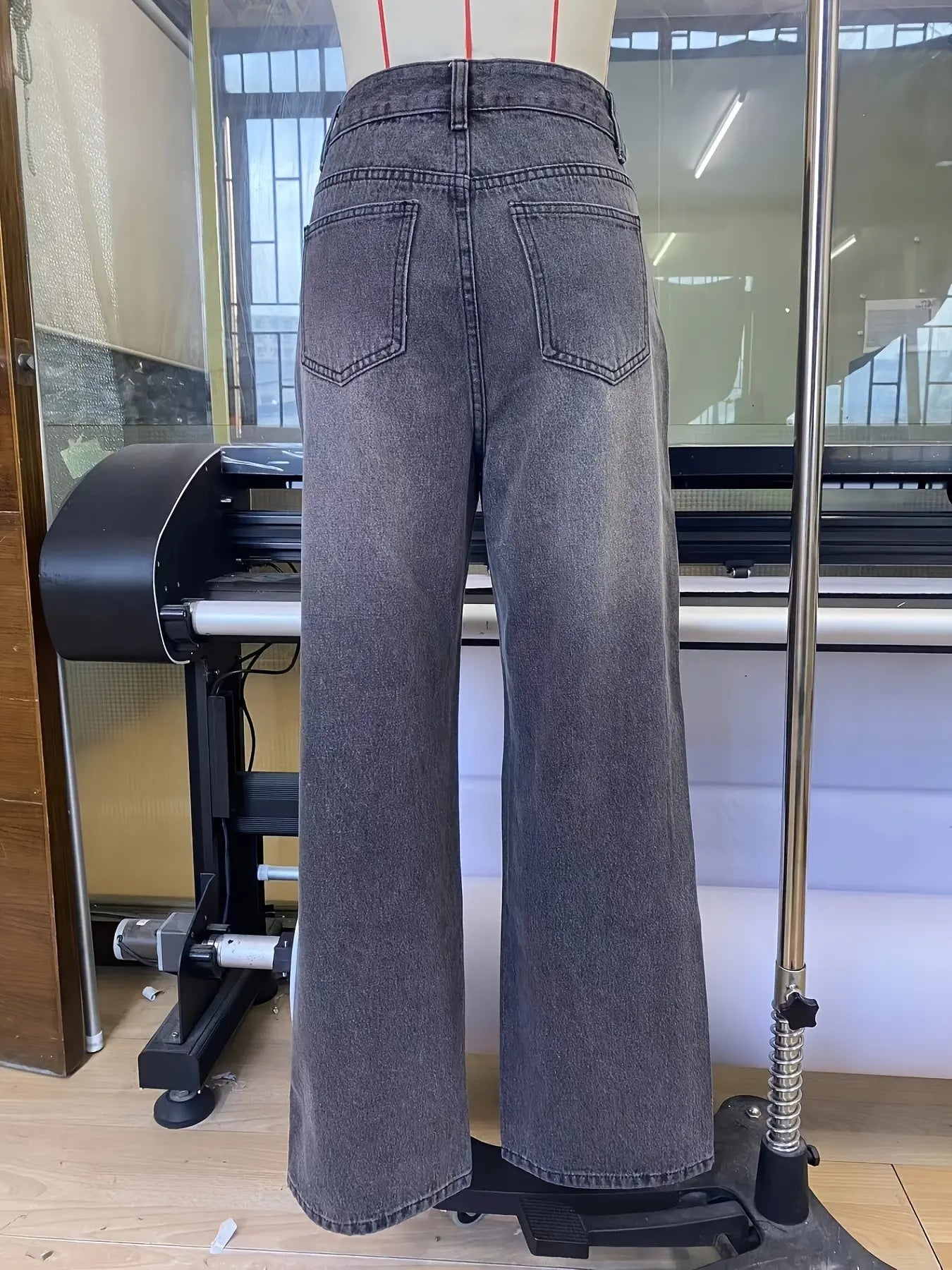 High Waist Heart Graffiti Jeans: Casual Wide-Leg Style, Ripped Denim for All Seasons Bella's store